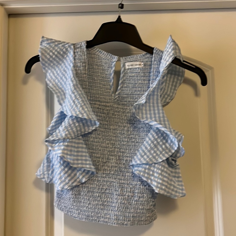 Blue & White Checkered Crop Top